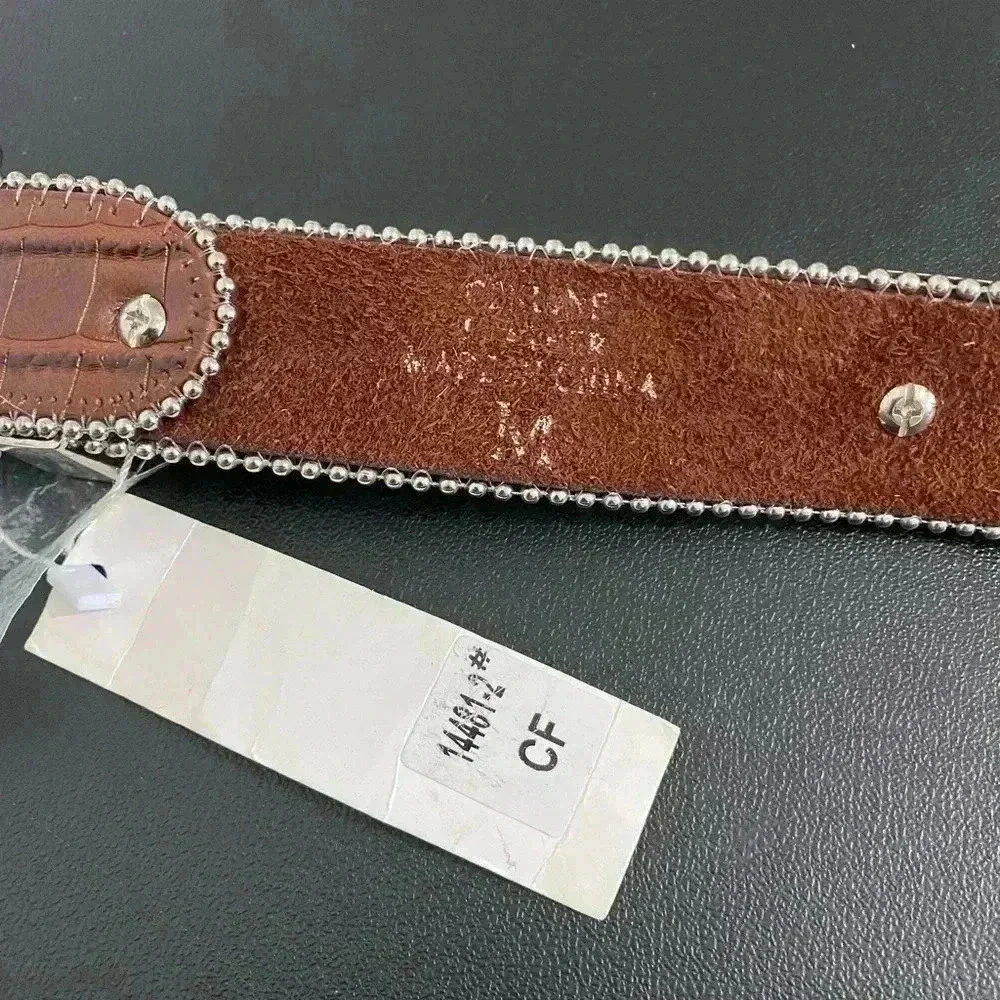 Vintage Western New Leather Studded Rhinestone Belt Women’s Medium Festival Boho